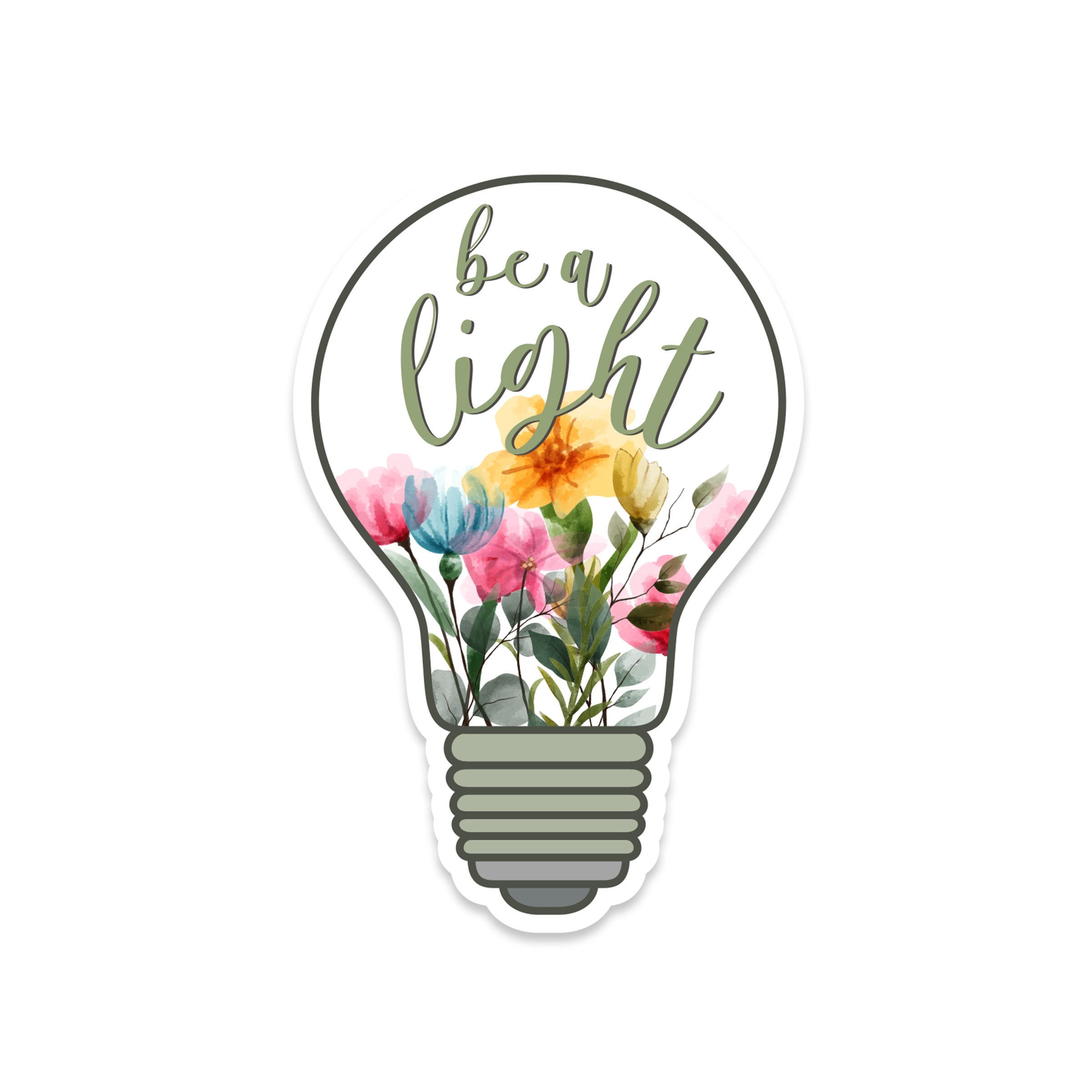 Be A Light Floral Light Bulb Sticker – WWJD Gear