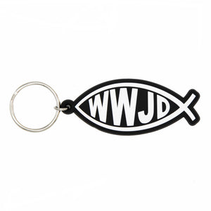 WWJD PVC Rubber Keychain