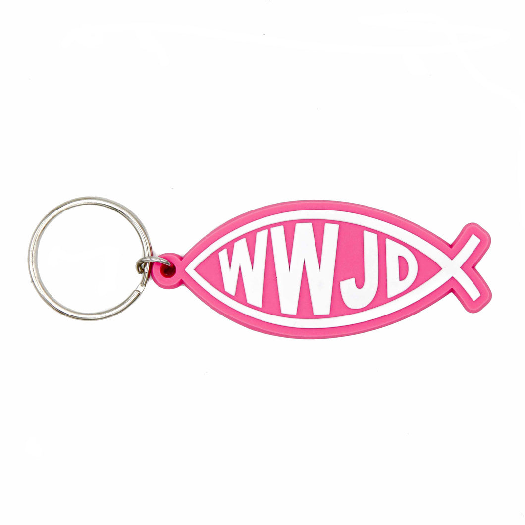 WWJD PVC Rubber Keychain